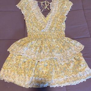 American Eagle Floral Ruffled Lace Dress